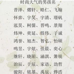 五行缺火男孩名字推荐