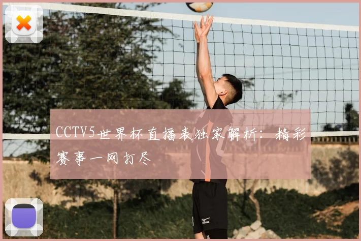 CCTV5世界杯直播表独家解析:精彩赛事一网打尽